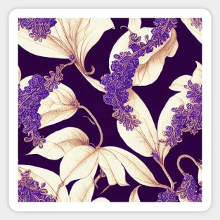 Big and Bold Purple and Light Ivory Cream Floral Design Sticker